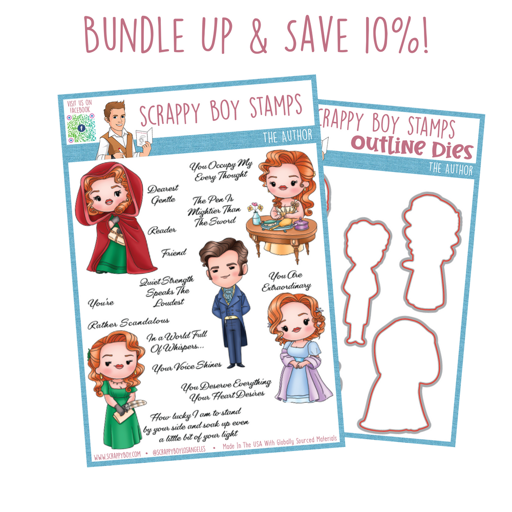Bundle - The Author Stamp & Outline Dies Scrappy Boy Stamps