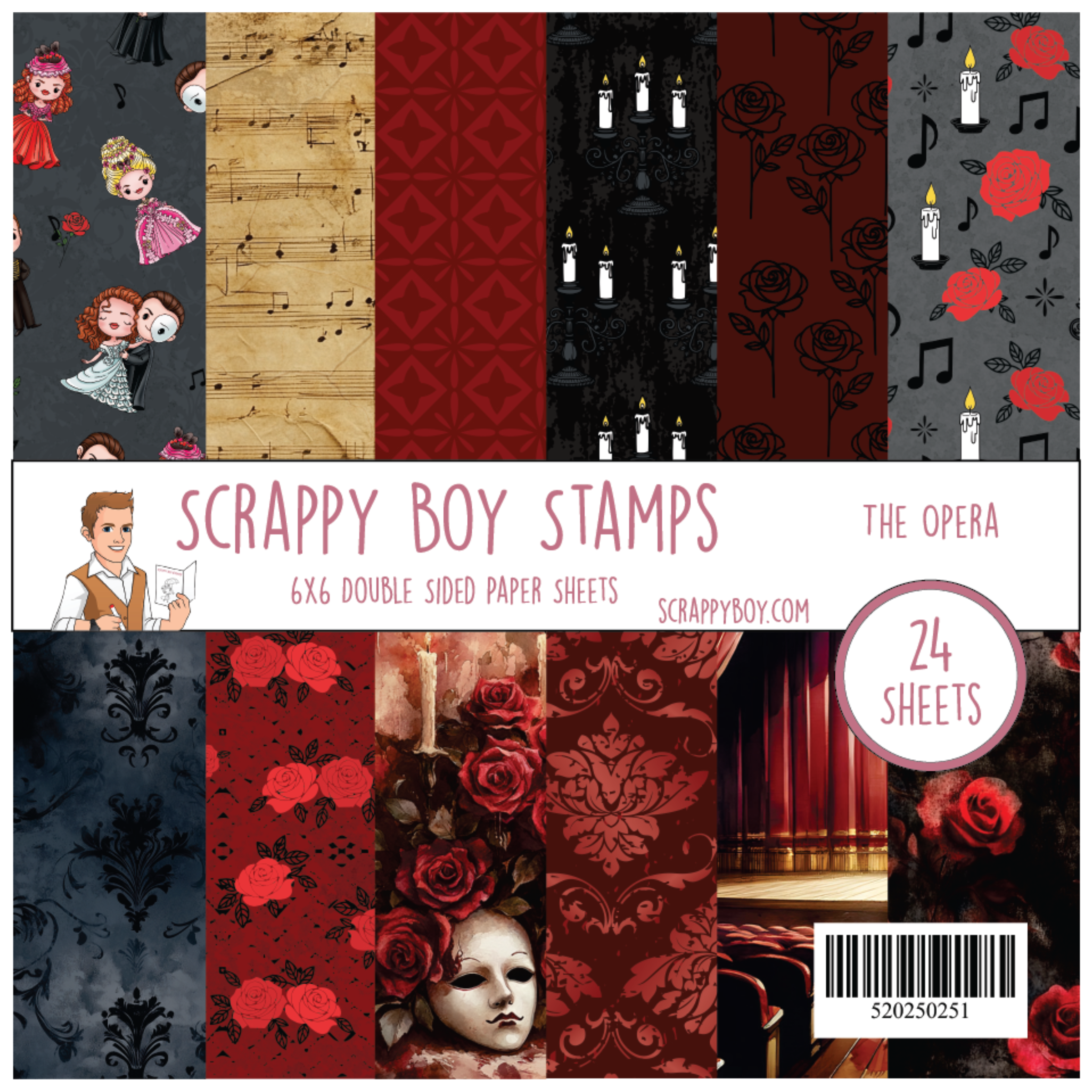 The Opera 6x6 Paper Pack - Scrappy Boy Stamps