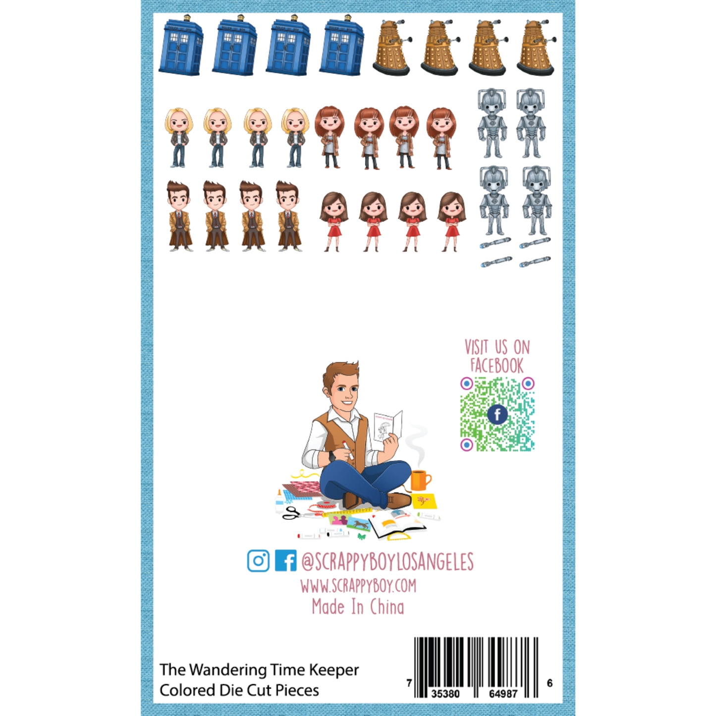 The Wandering Time Keeper - Colored Die Cut Pieces Scrappy Boy Stamps