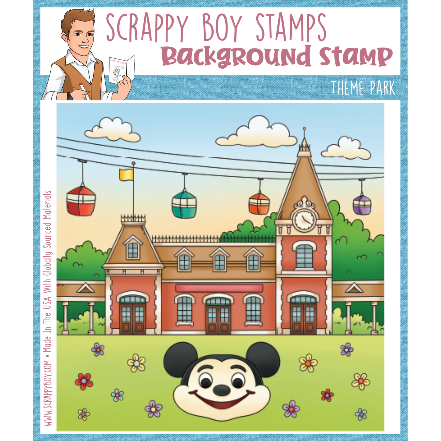Theme Park Background 6x6 Stamp Scrappy Boy Stamps