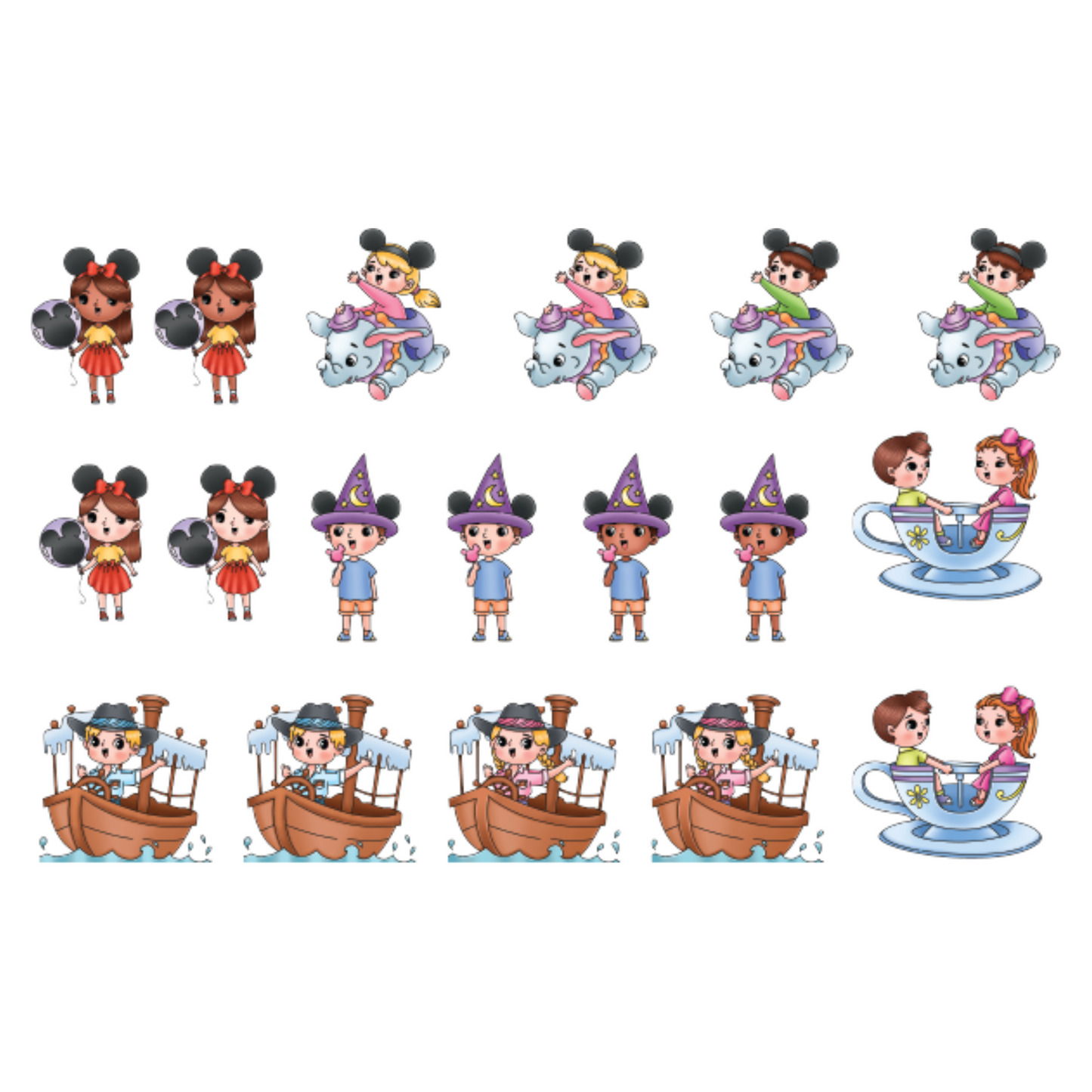 Cute Kids Theme Park - Colored Die Cut Pieces Scrappy Boy Stamps