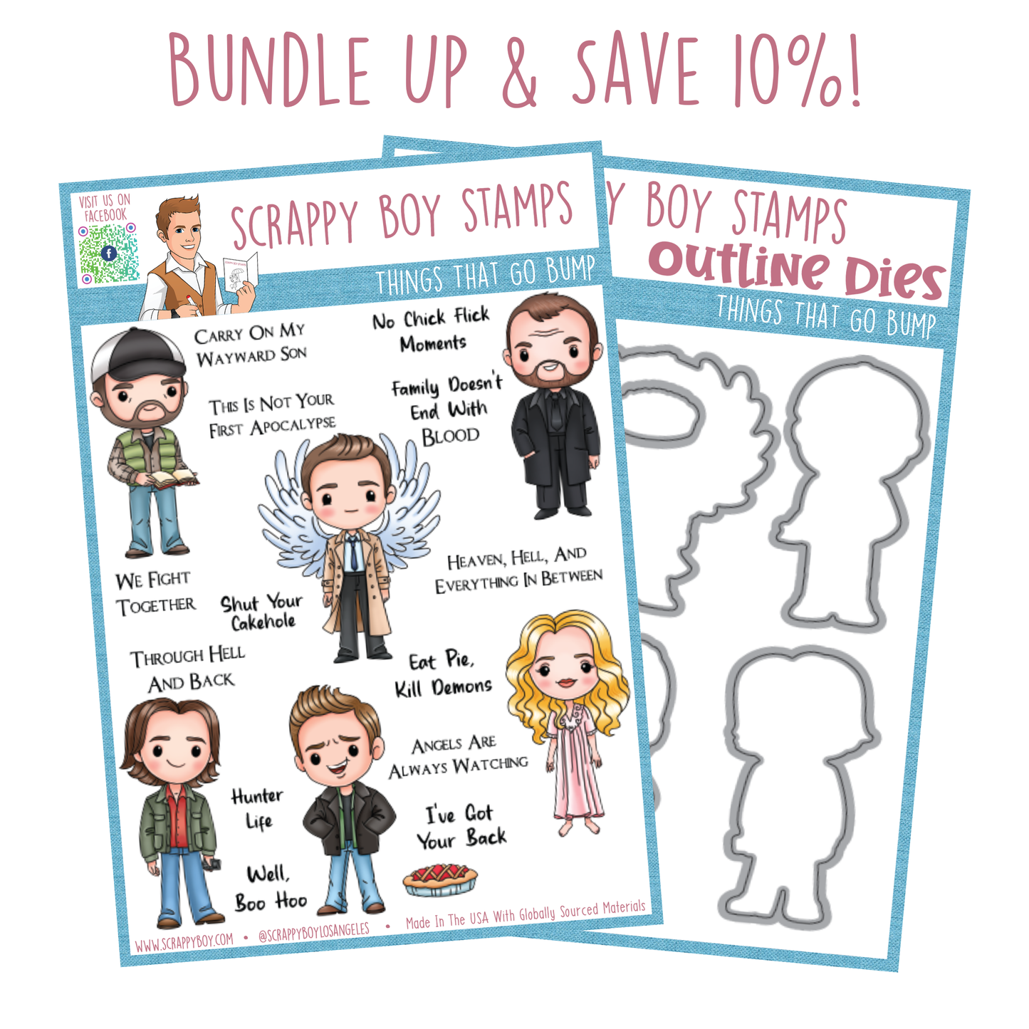 Bundle - Things That Go Bump Stamp & Outline Dies Scrappy Boy Stamps