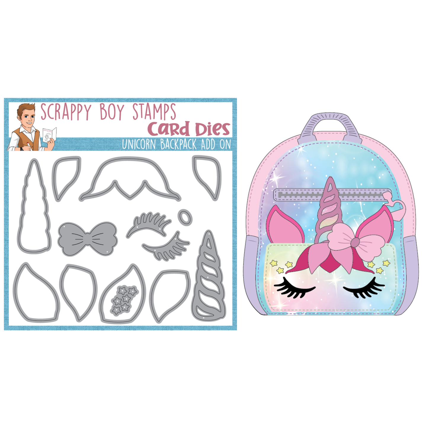 Unicorn Backpack Add On Die Set scrappyboystamps