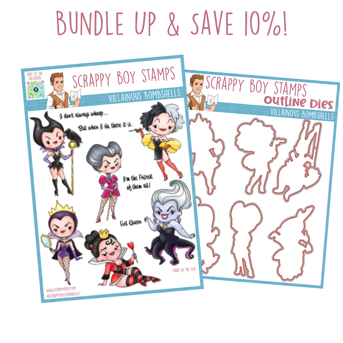 Bundle - Villainous Bombshells Stamp & Outline Dies scrappyboystamps