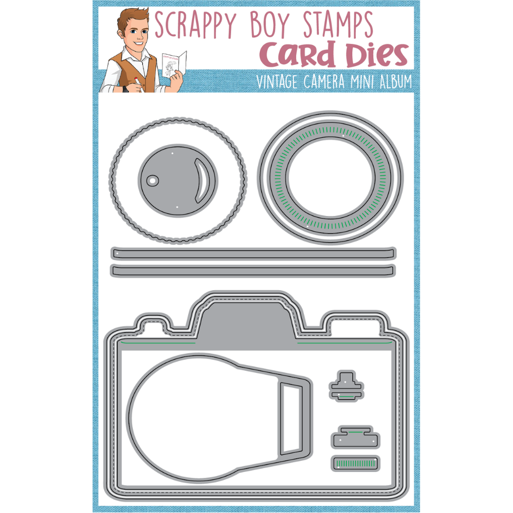 Vintage Camera Mini Album Die scrappyboystamps