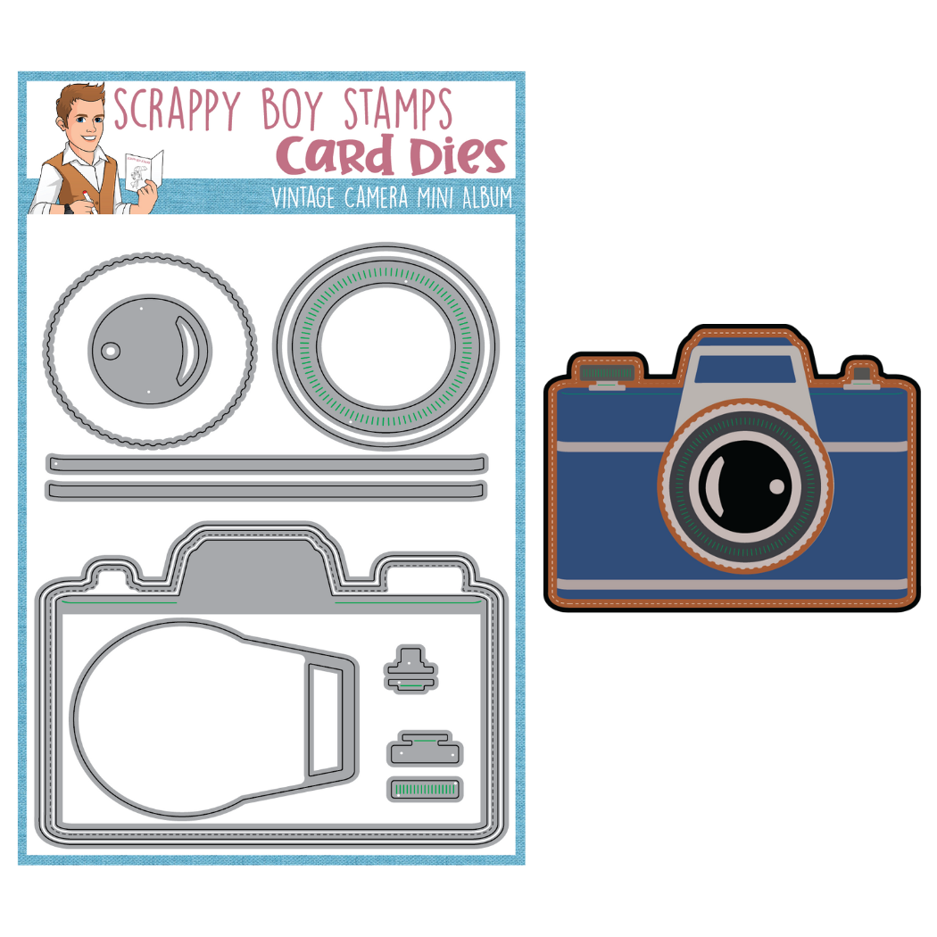 Vintage Camera Mini Album Die scrappyboystamps