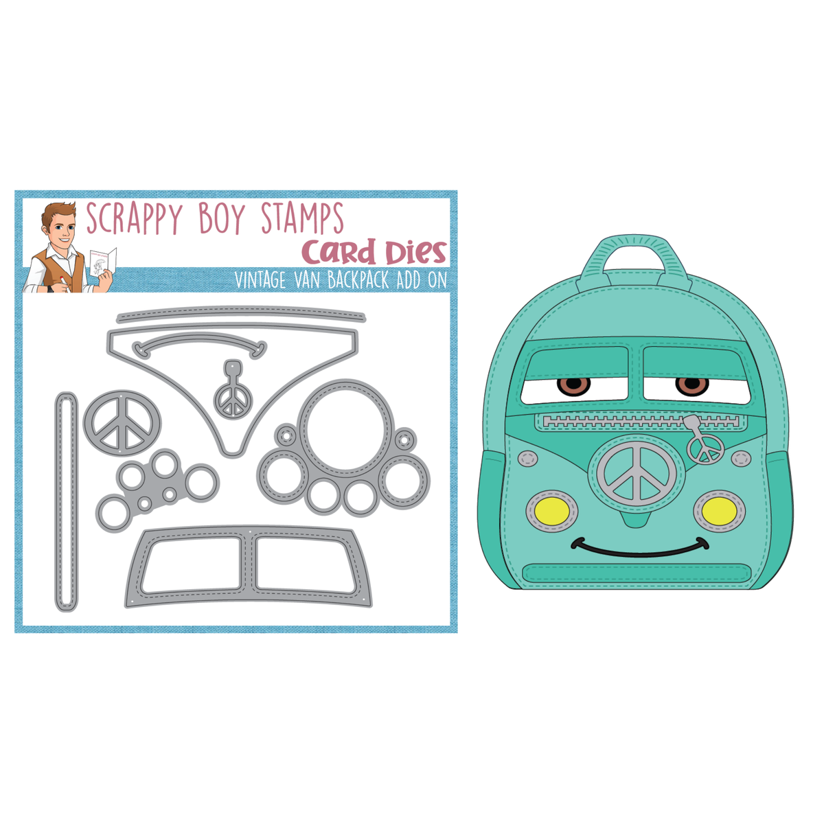 Vintage Van Backpack Add On Die Set scrappyboystamps