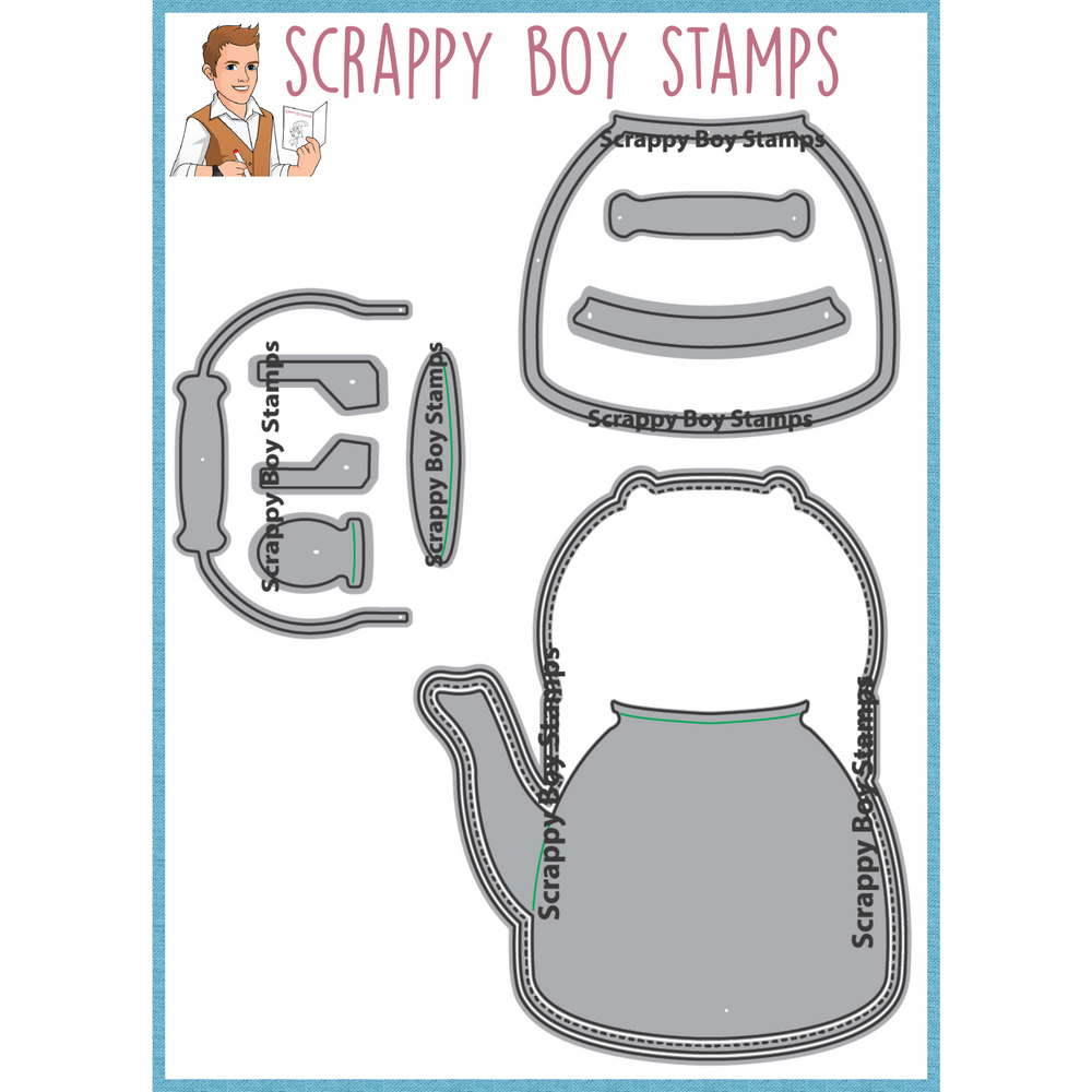 Water Tea Kettle Mini Album Die Set scrappyboystamps