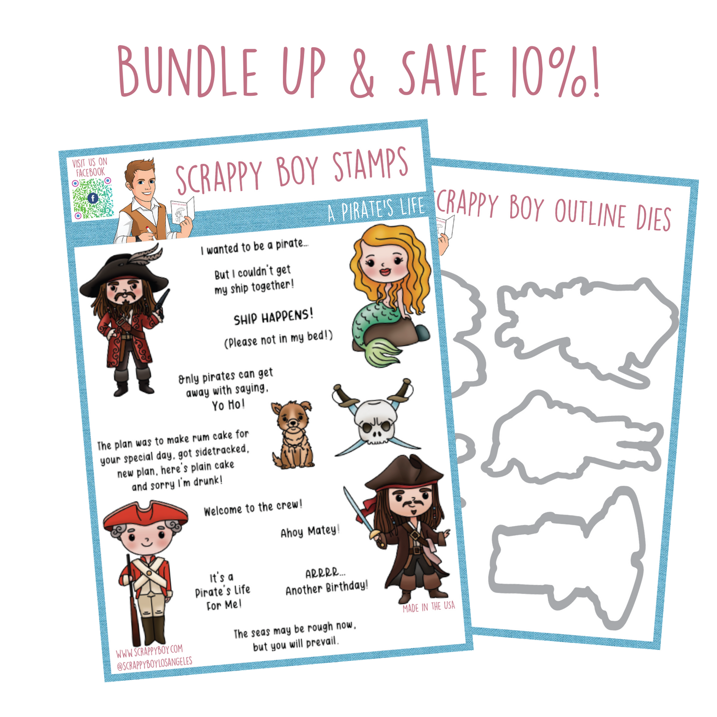 Bundle - A Pirate's Life Stamp & Outline Dies scrappyboystamps