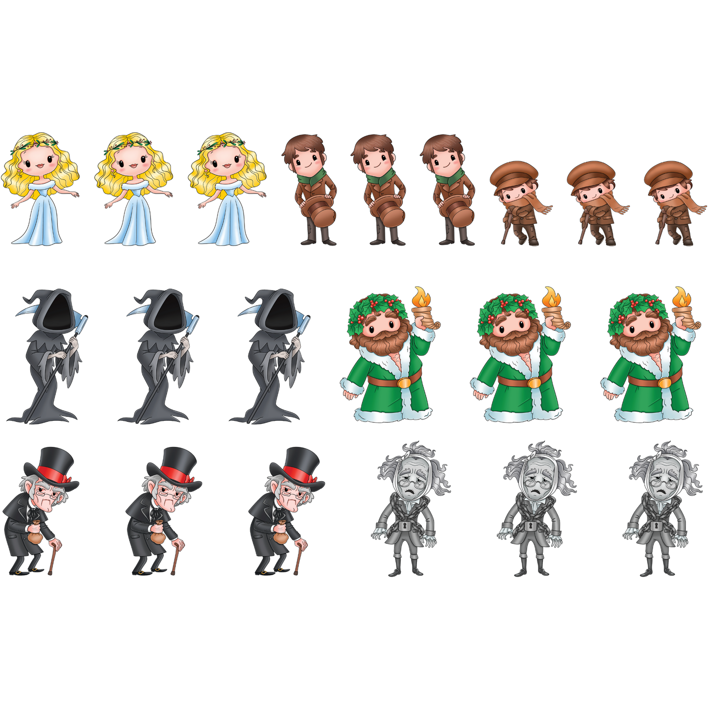 Christmas Carol - Colored Die Cut Pieces Scrappy Boy Stamps