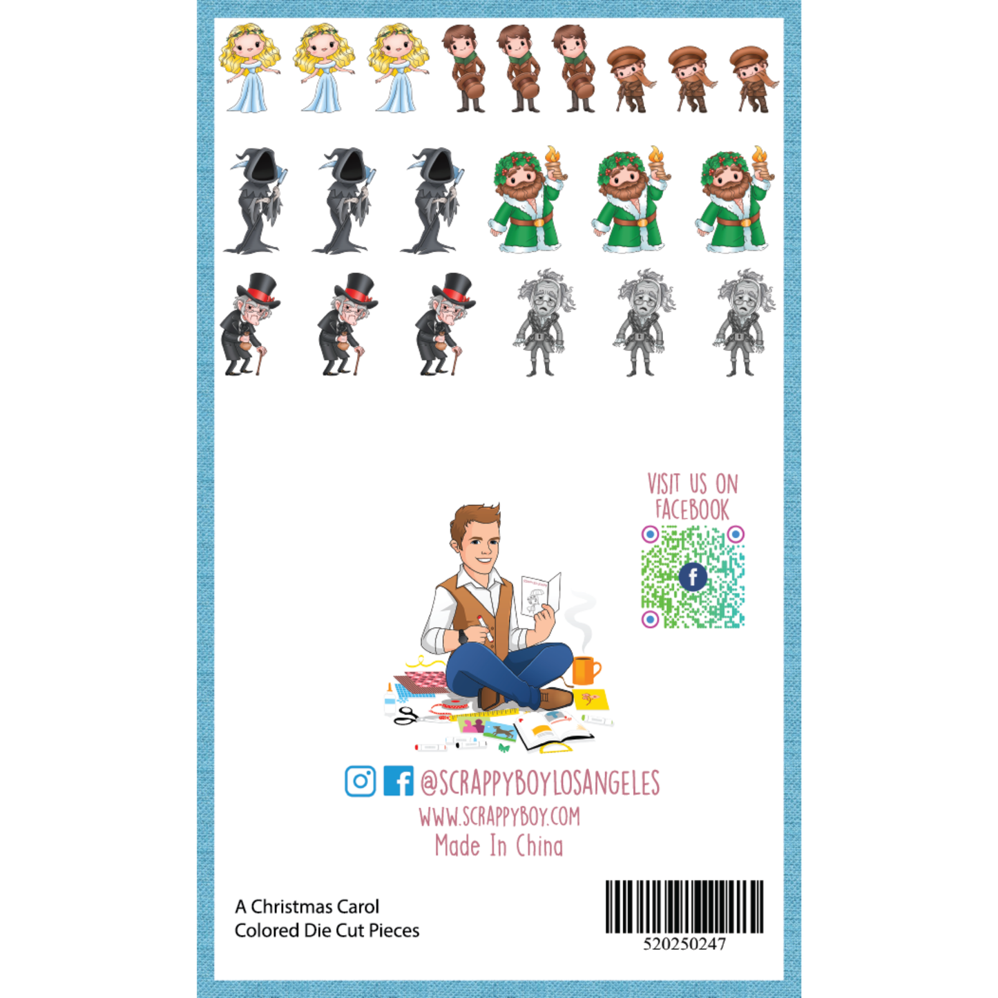 Christmas Carol - Colored Die Cut Pieces Scrappy Boy Stamps