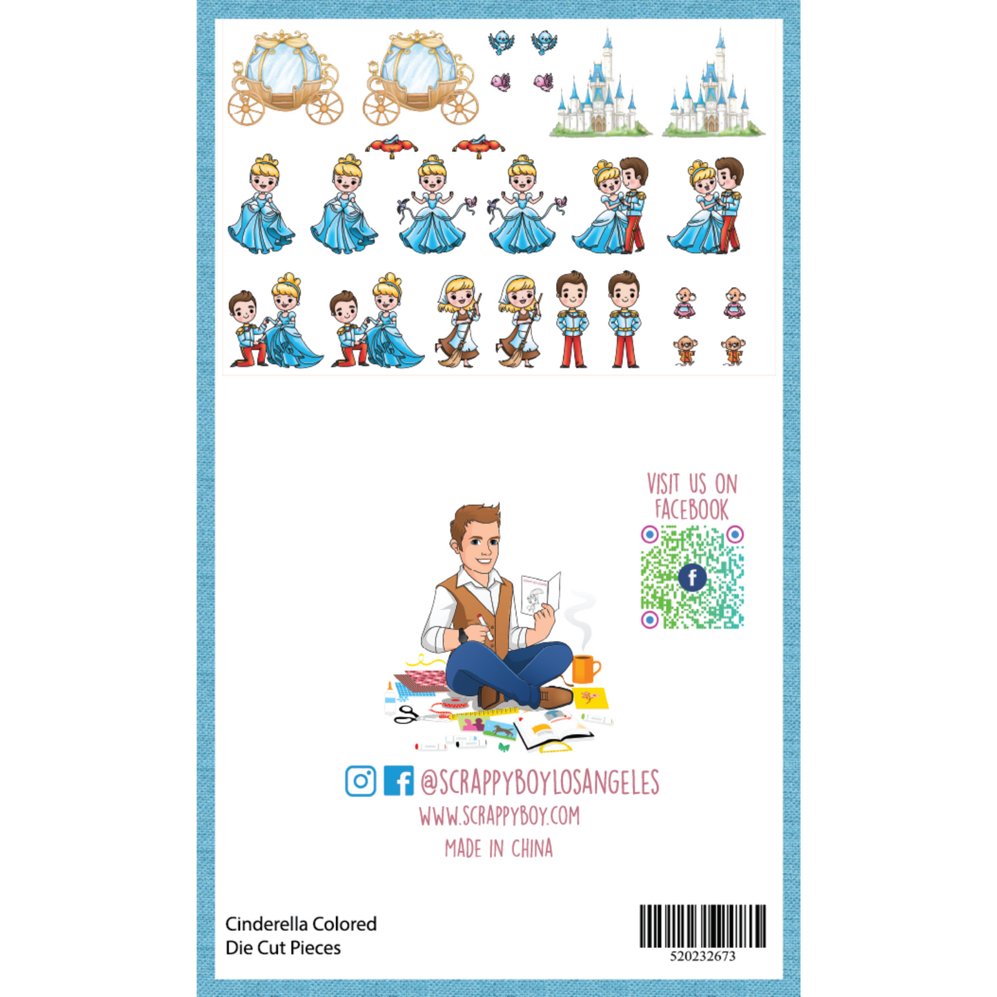 Cinderella - Colored Die Cut Pieces Scrappy Boy Stamps
