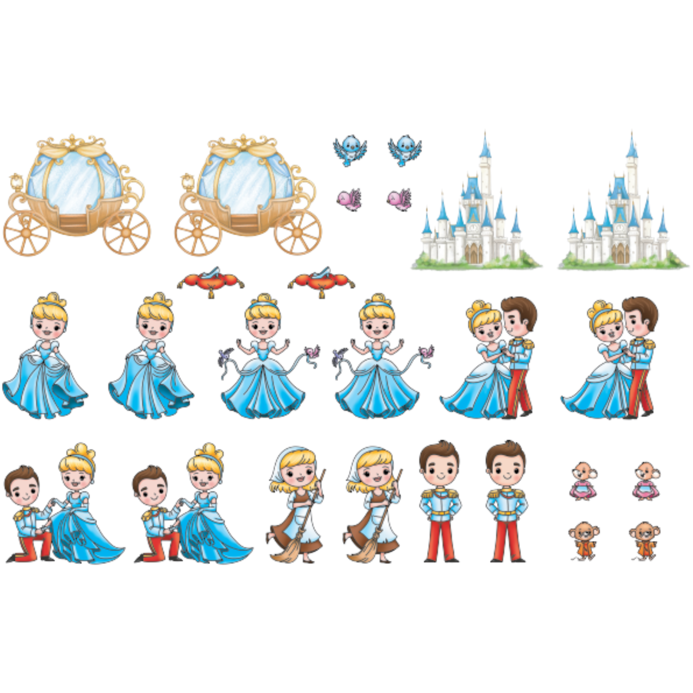Cinderella - Colored Die Cut Pieces Scrappy Boy Stamps