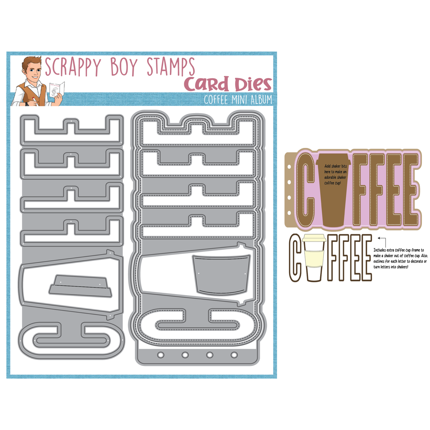 Coffee Mini Album Die Set scrappyboystamps