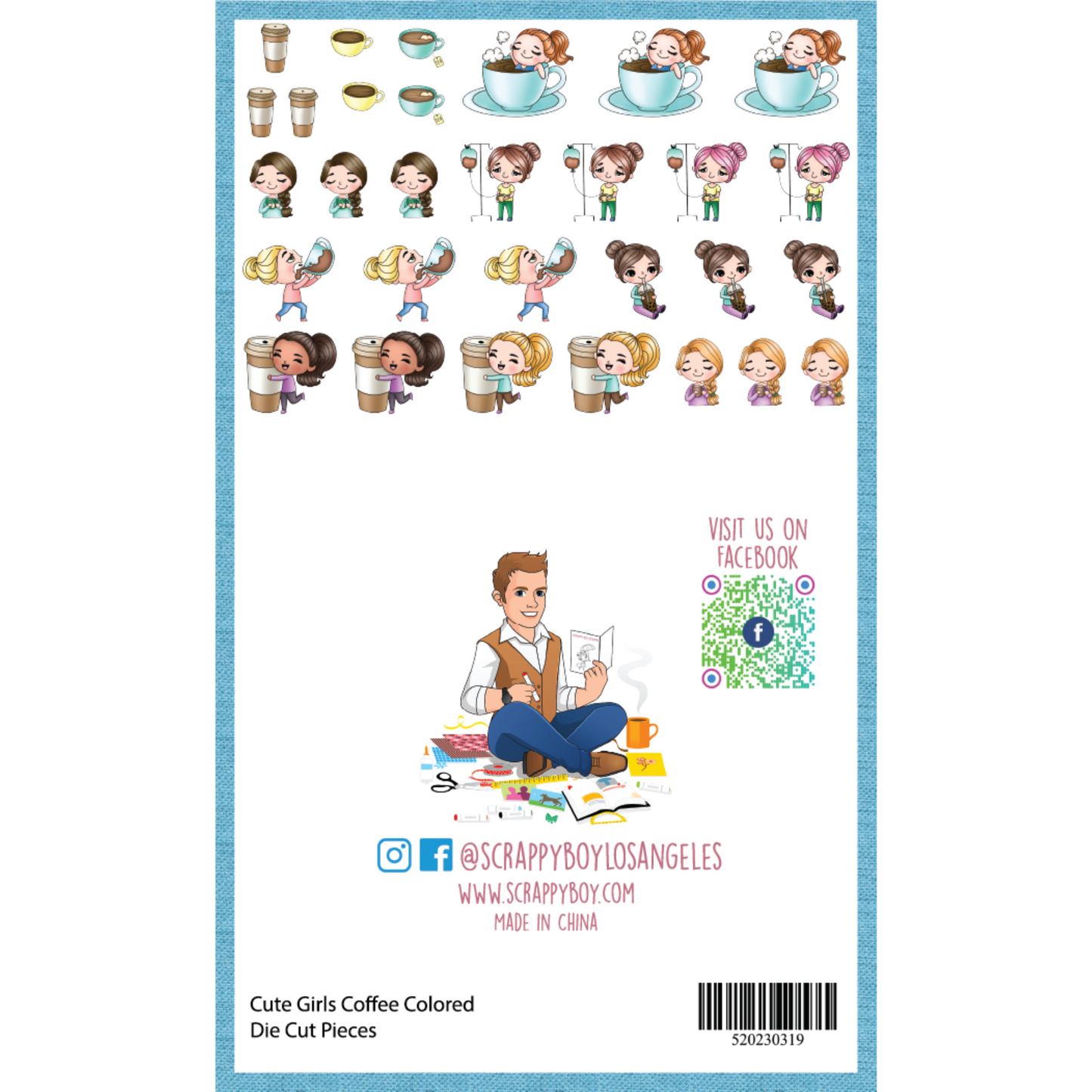 Cute Girls Coffee - Colored Die Cut Pieces Scrappy Boy Stamps