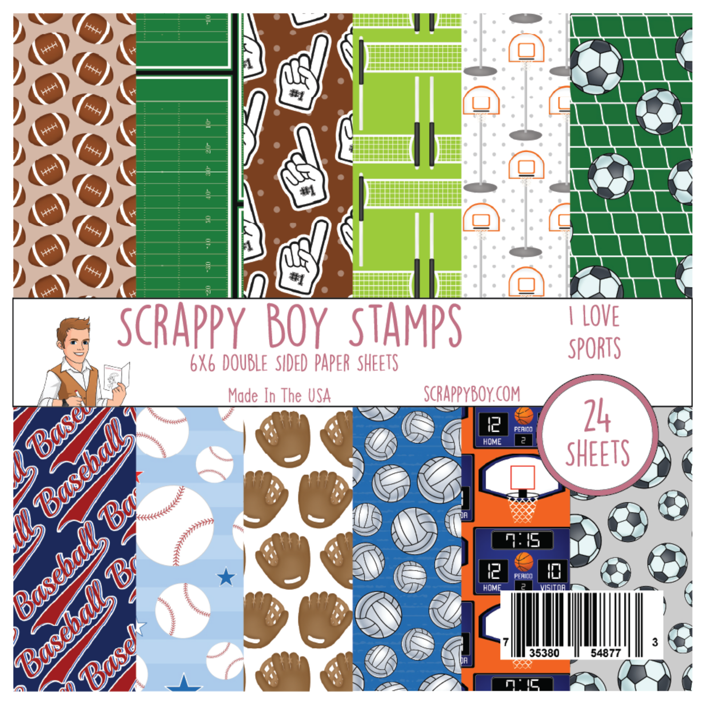 I Love Sports 6x6 Paper Pack scrappyboystamps