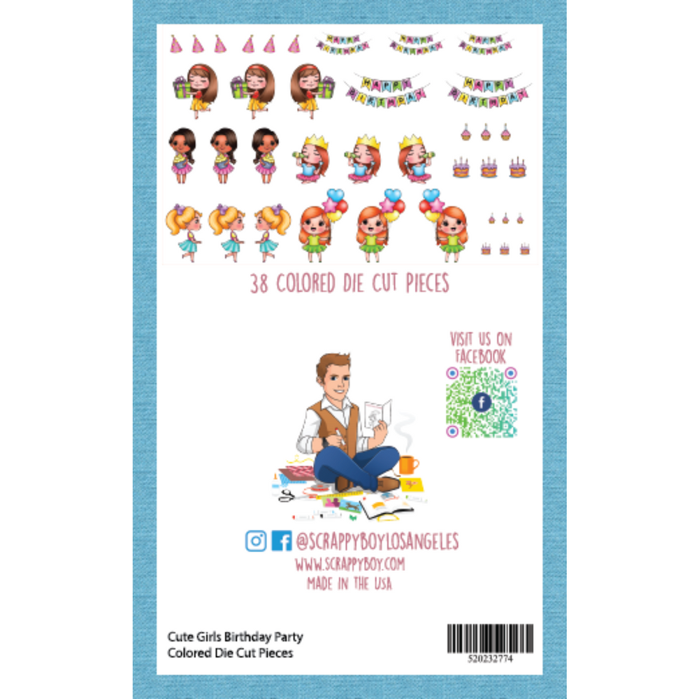 
                  
                    Cute Girls Birthday Party - Colored Die Cut Pieces Scrappy Boy Stamps
                  
                
