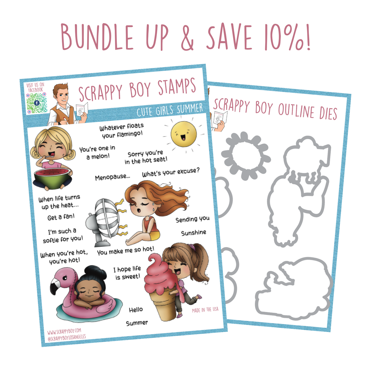 Bundle - Cute Girls Summer Stamp & Outline Dies scrappyboystamps