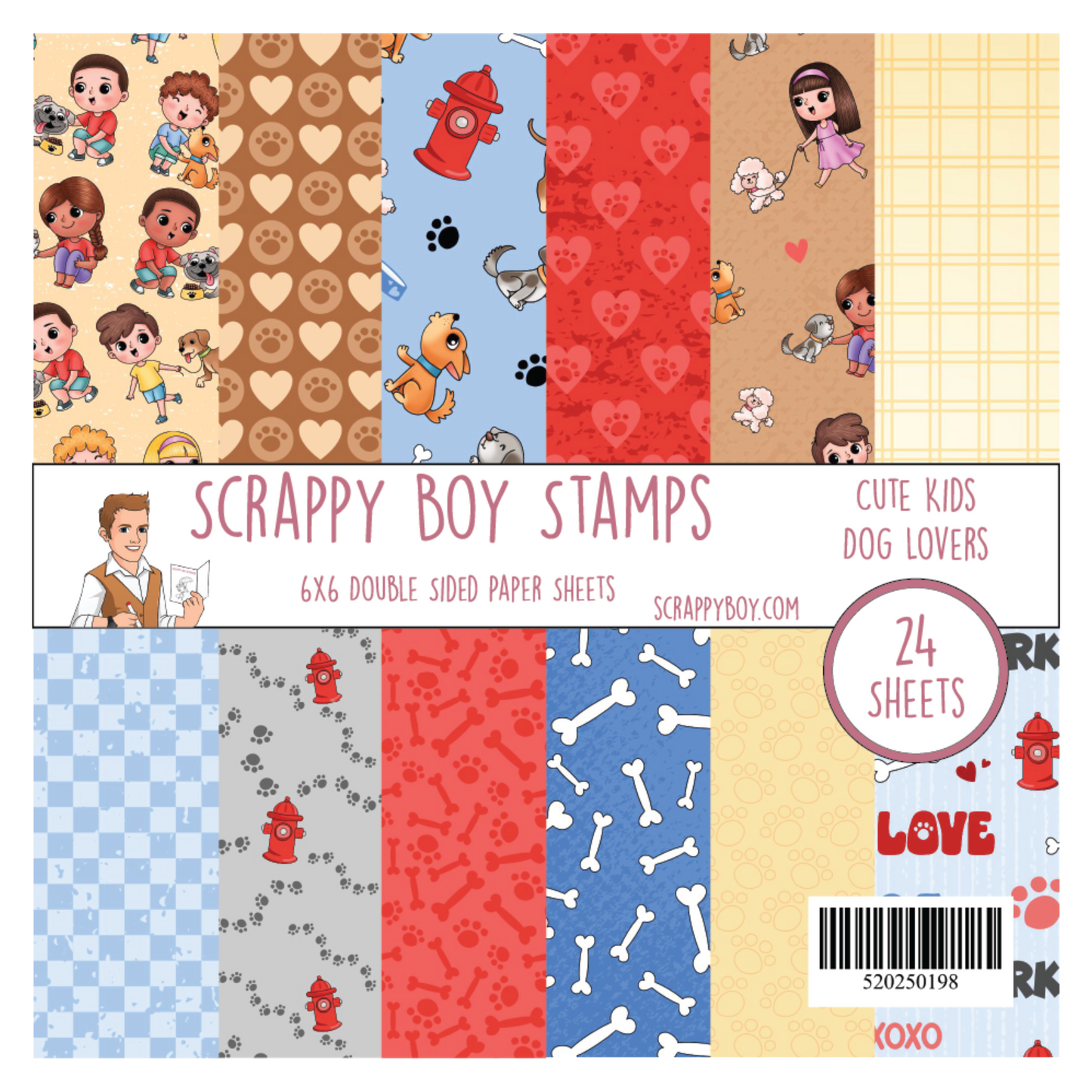 Cute Kids Dog Lovers 6x6 Paper Pack scrappyboystamps