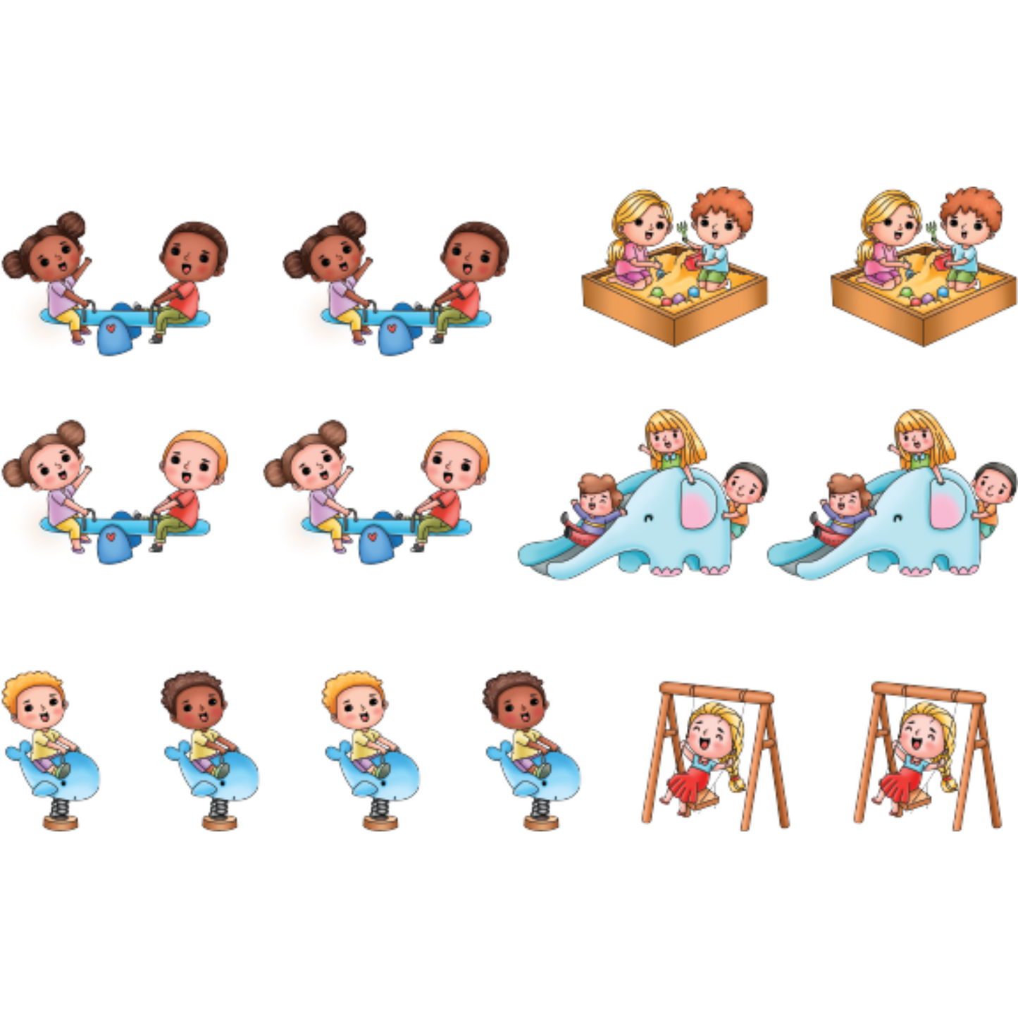 Cute Kids Playground - Colored Die Cut Pieces Scrappy Boy Stamps