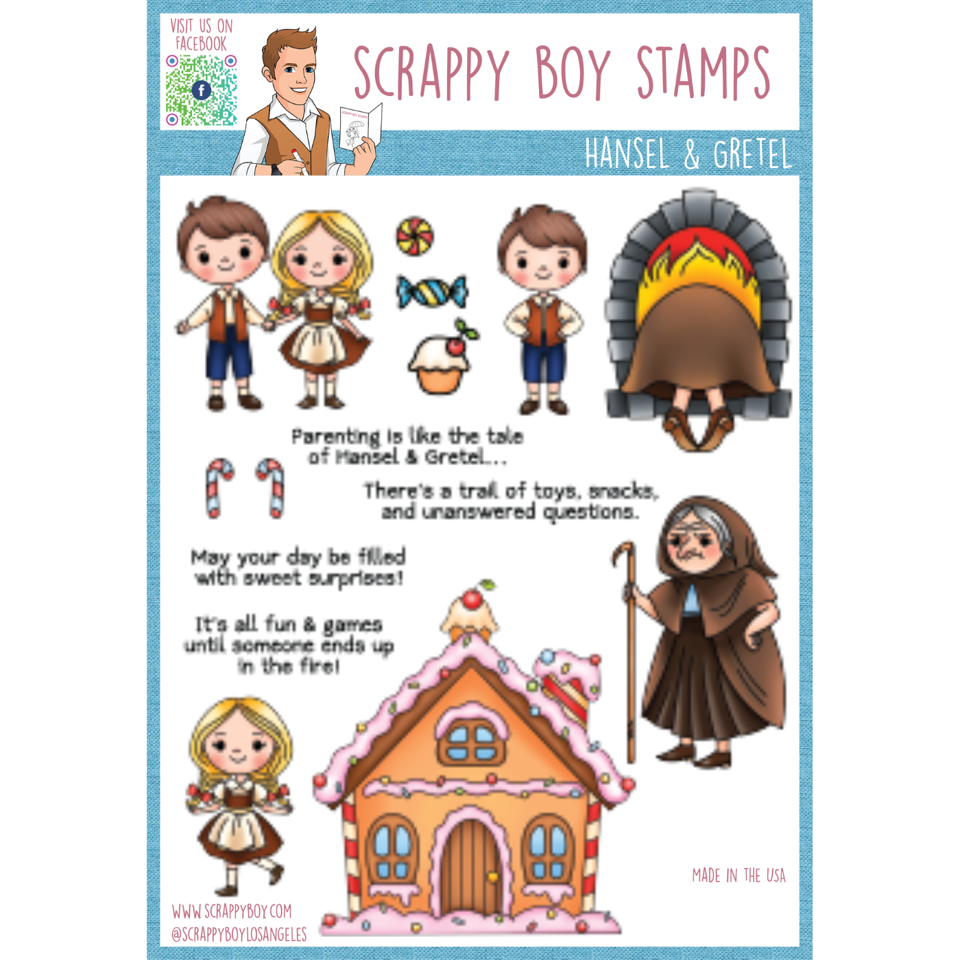 Hansel & Gretel - 6x8 Stamp Set Scrappy Boy Stamps