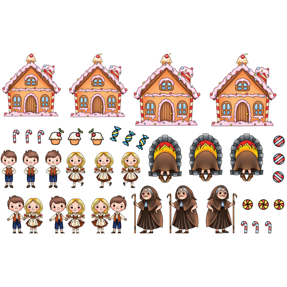 Hansel & Gretel - Colored Die Cut Pieces Scrappy Boy Stamps