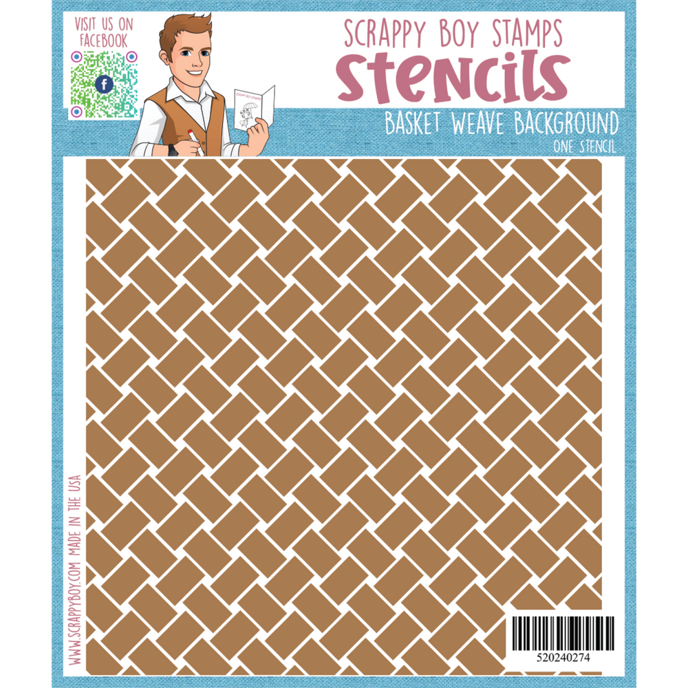 Basket Weave Background Stencil scrappyboystamps