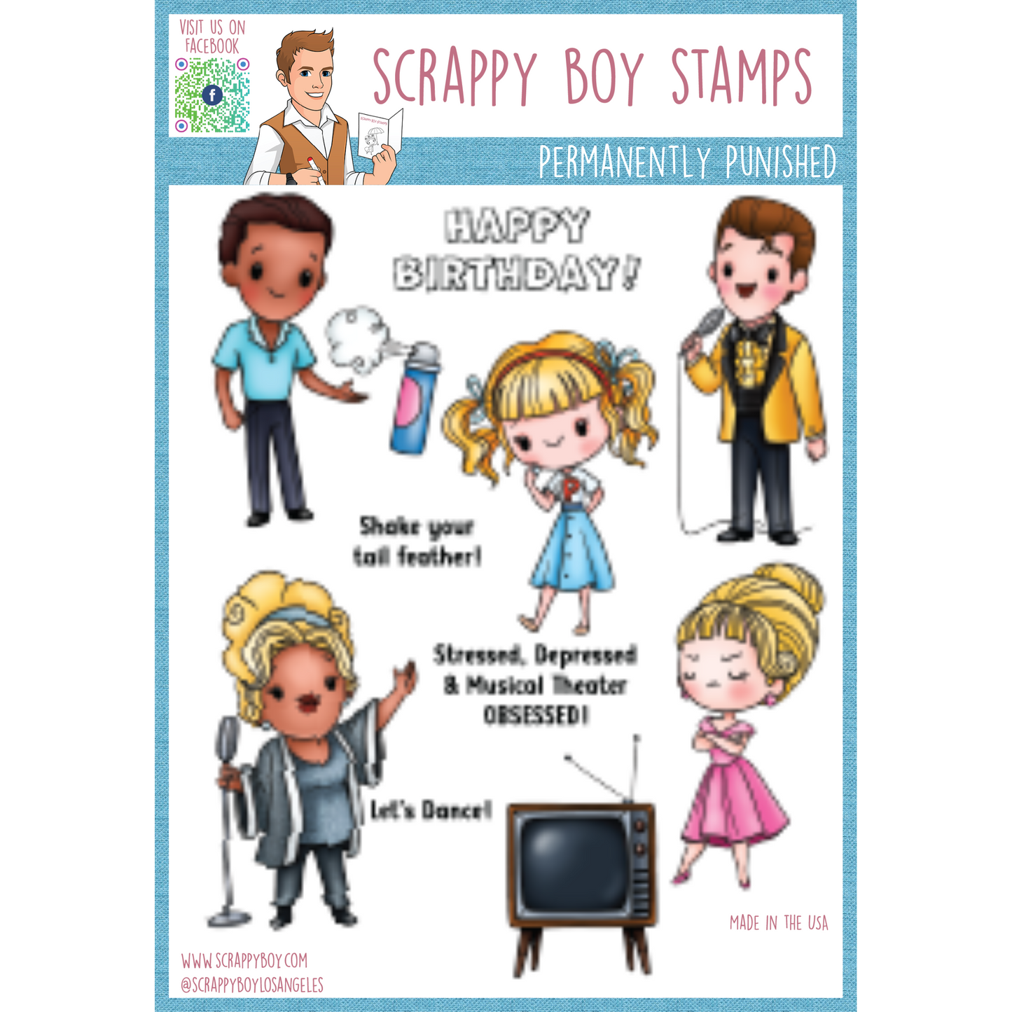 Permanently Punished - 5x6.5 Stamp Set Scrappy Boy Stamps