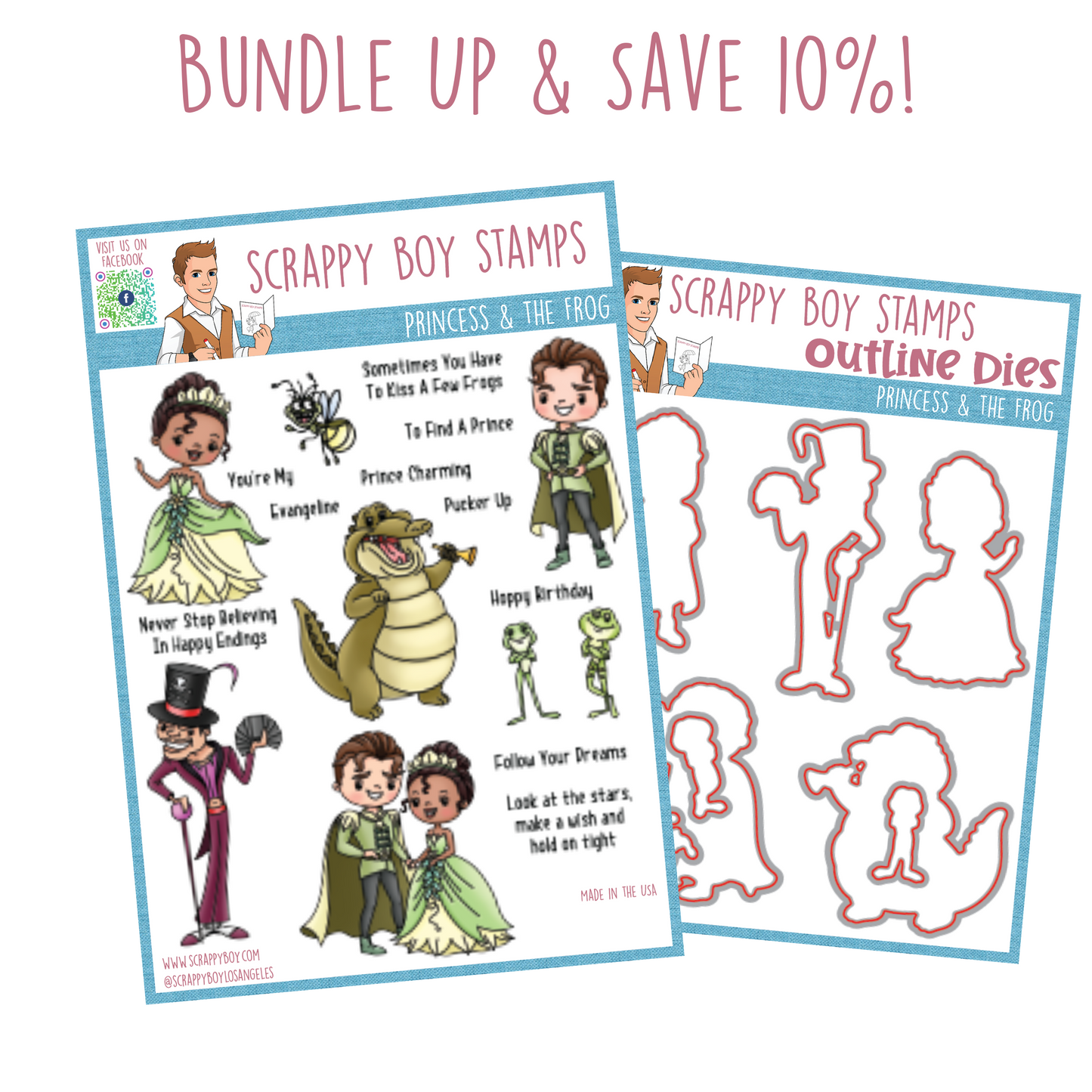 Bundle - Princess & the Frog Stamp & Outline Dies scrappyboystamps