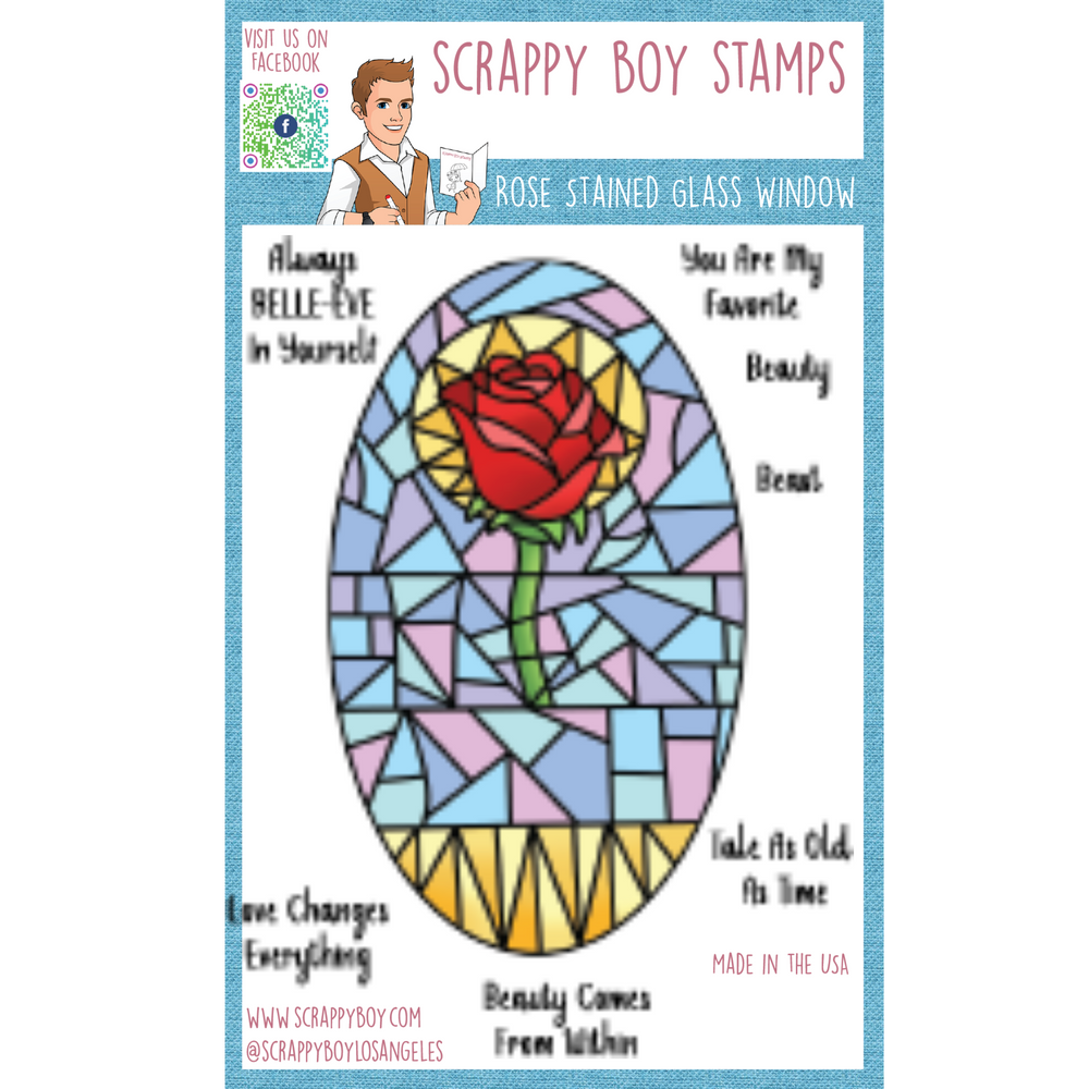 Rose Stained Glass Window - 4x6 Stamp scrappyboystamps