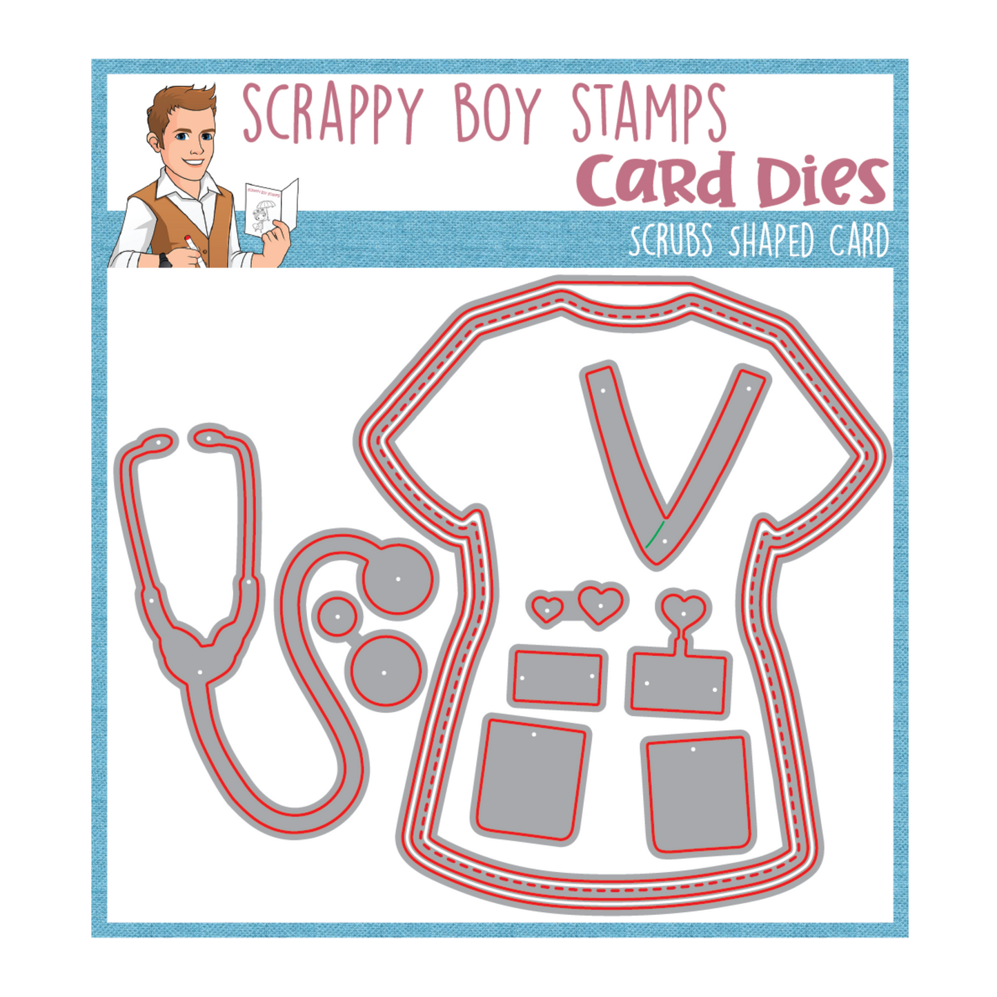 Scrubs Shaped Card Die scrappyboystamps