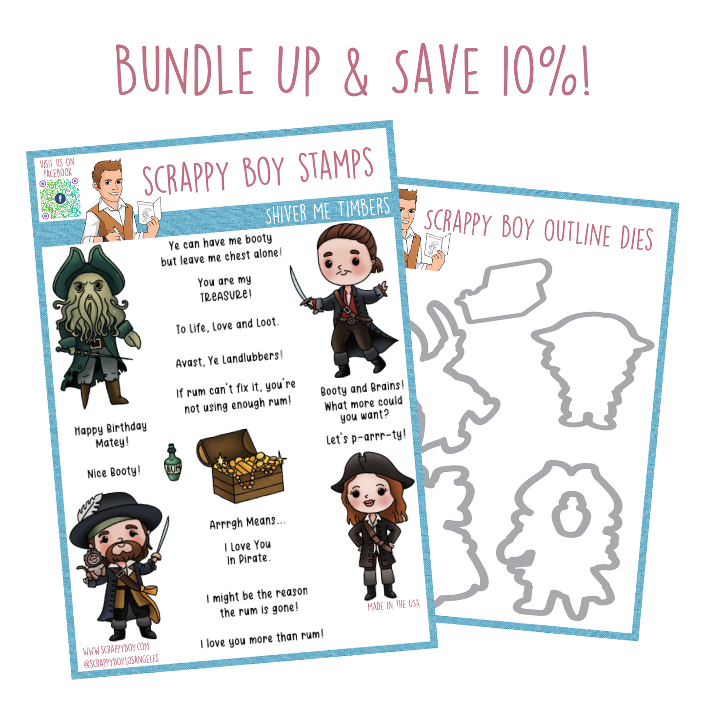 Bundle - Shiver Me Timbers Stamp & Outline Dies scrappyboystamps