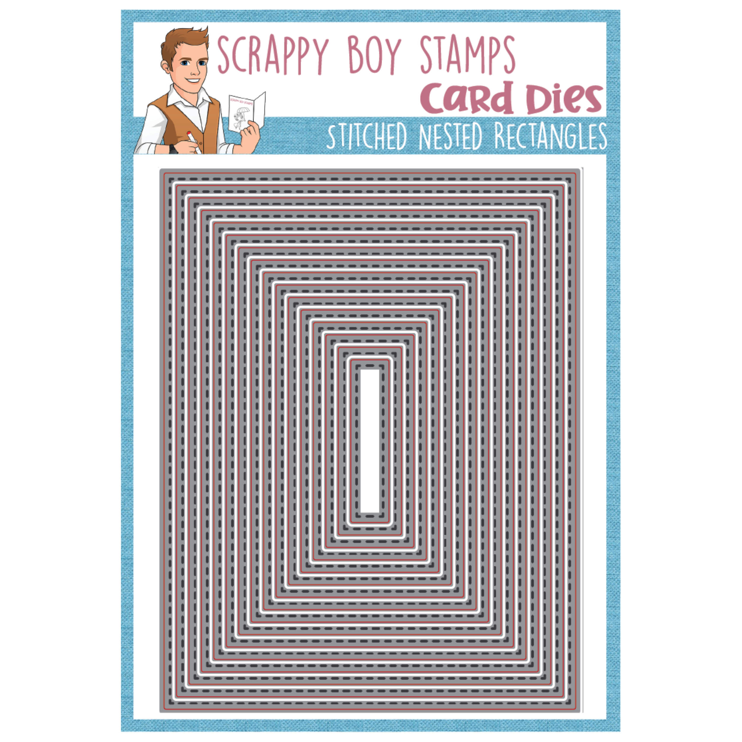 Stitched Rectangle Nested Dies - Scrappy Boy Stamps