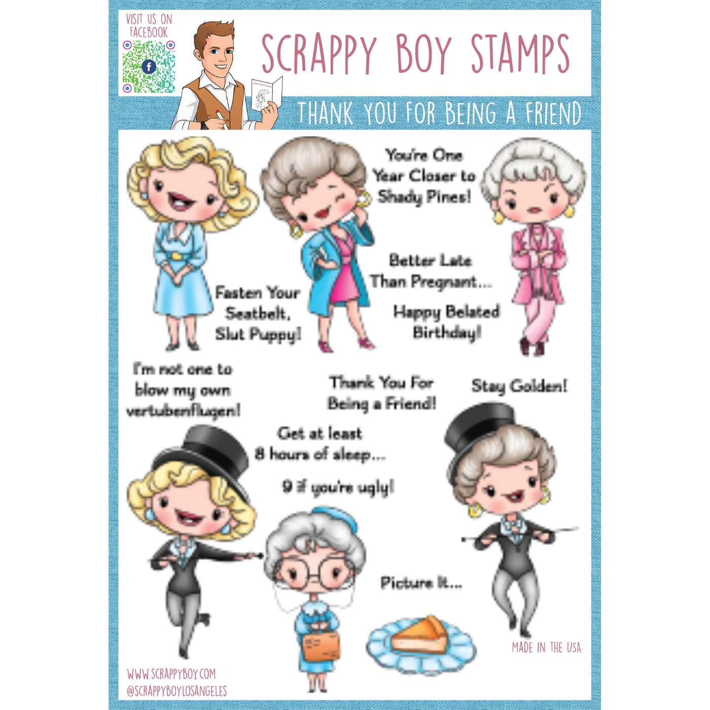 Thank You For Being A Friend - 6x8 Stamp Set Scrappy Boy Stamps