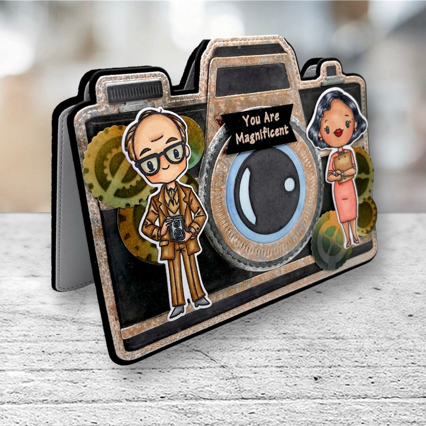 Vintage Camera Mini Album Die scrappyboystamps