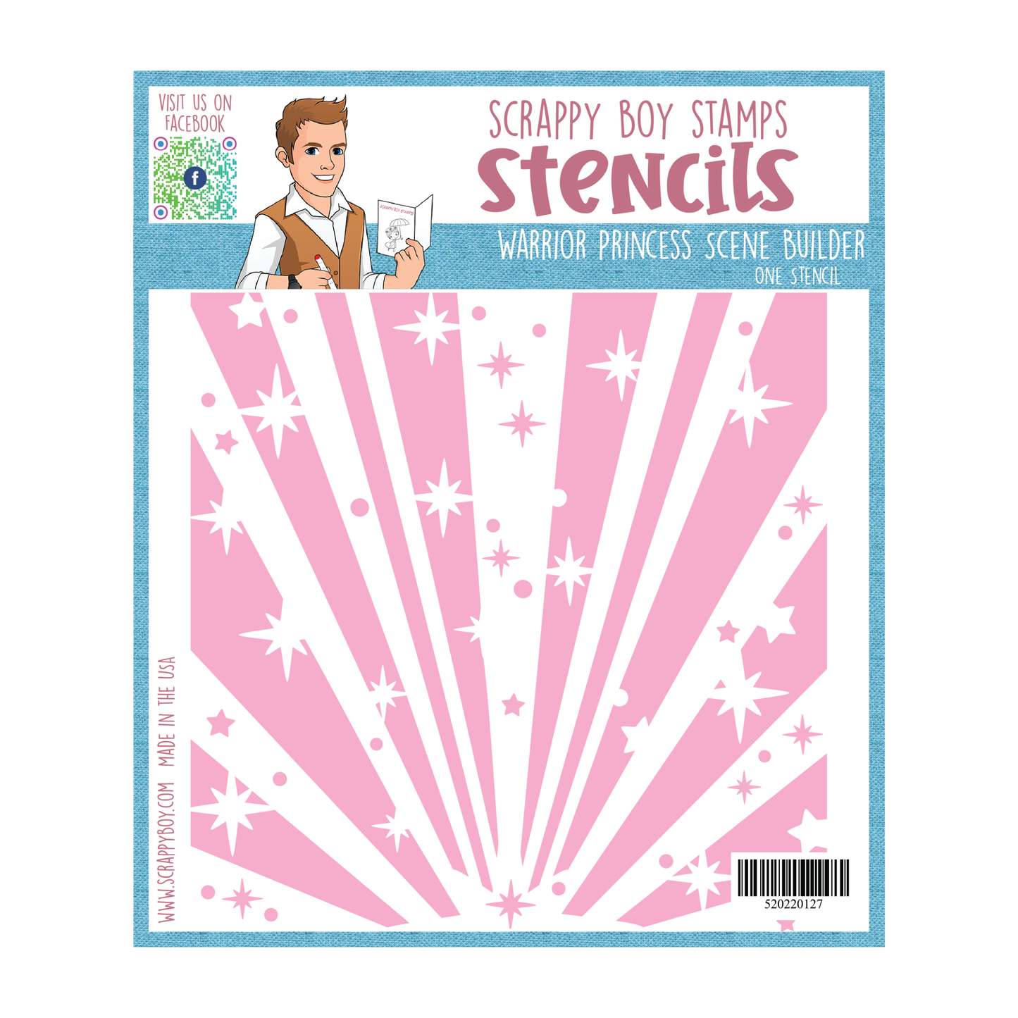 Warrior Princess Scene Stencil scrappyboystamps