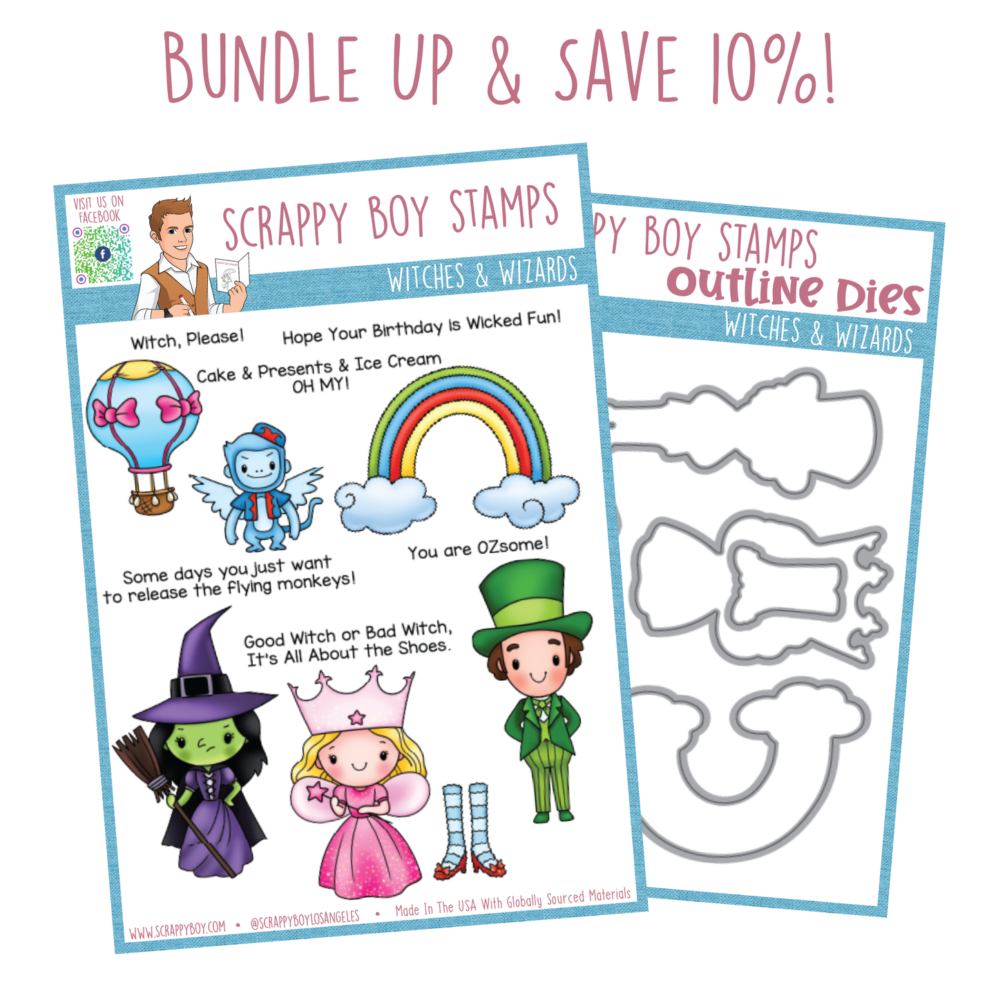 Bundle - Witches & Wizards Stamp & Outline Dies scrappyboystamps