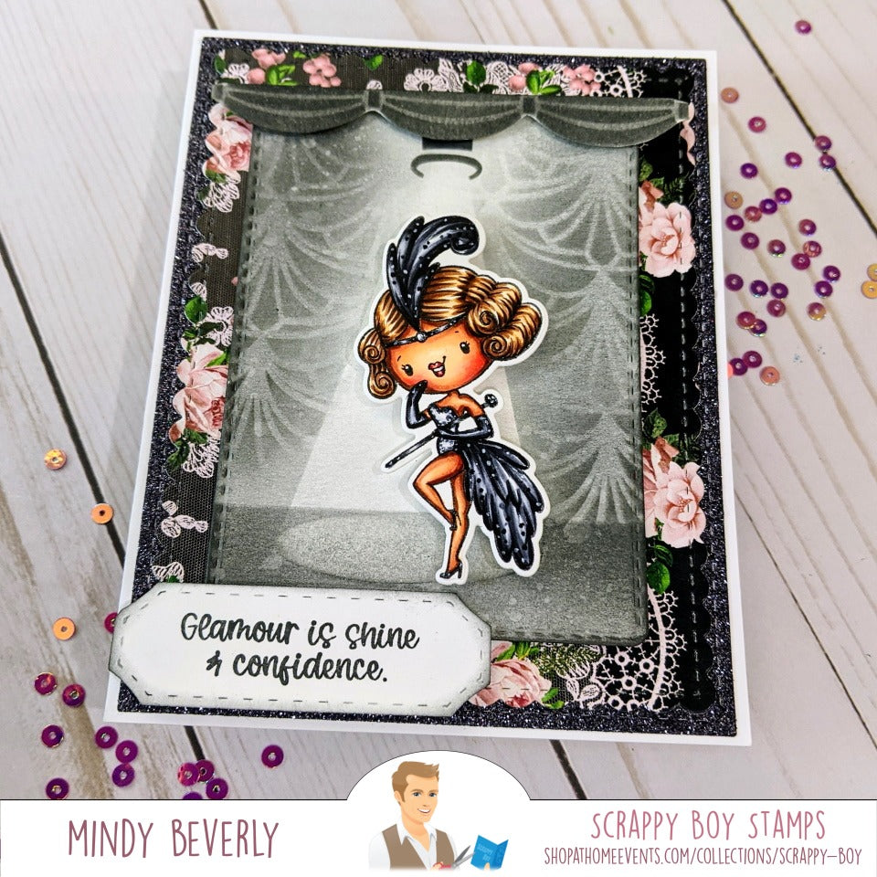 Burlesque Stage Builder Stencil scrappyboystamps