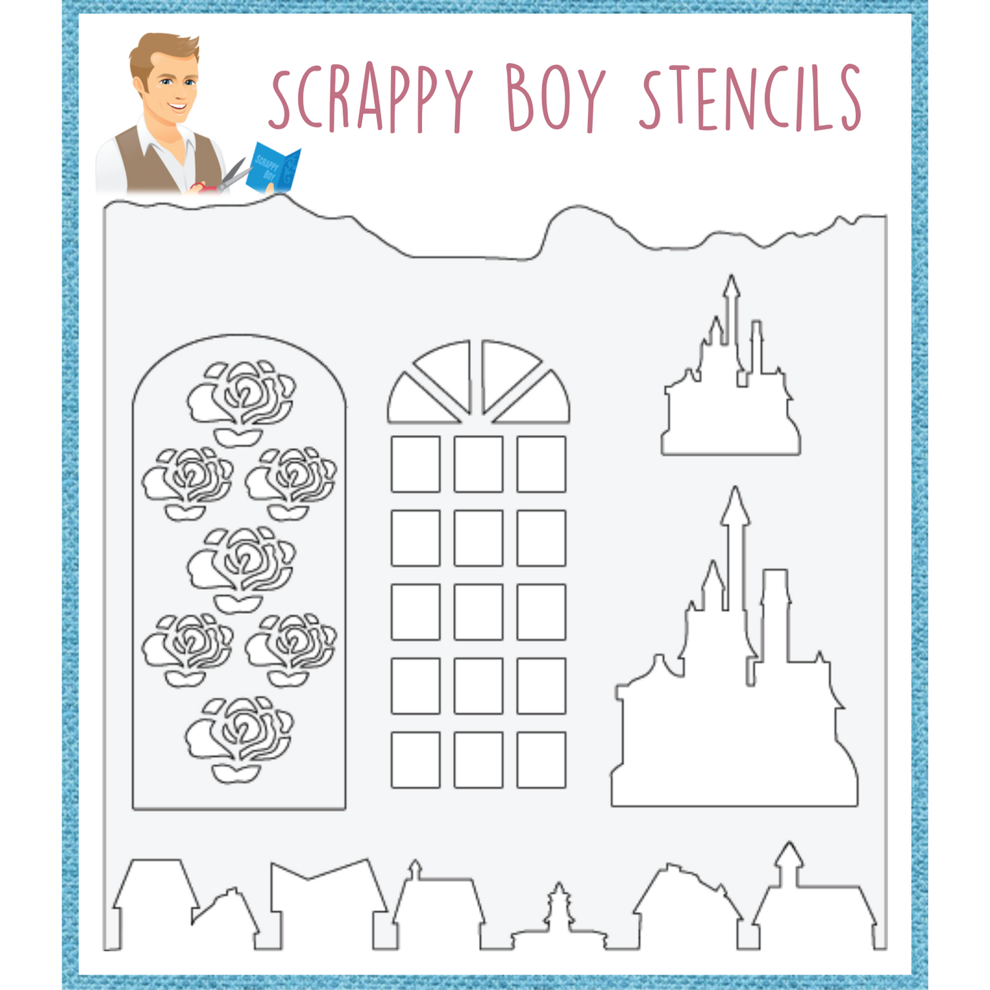 Castle Scene Builder Stencil scrappyboystamps