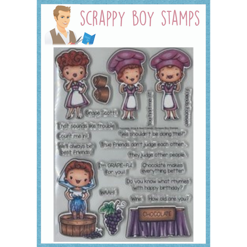 Chocolate, Wine & Best Friends - 6x8 Stamp scrappyboystamps