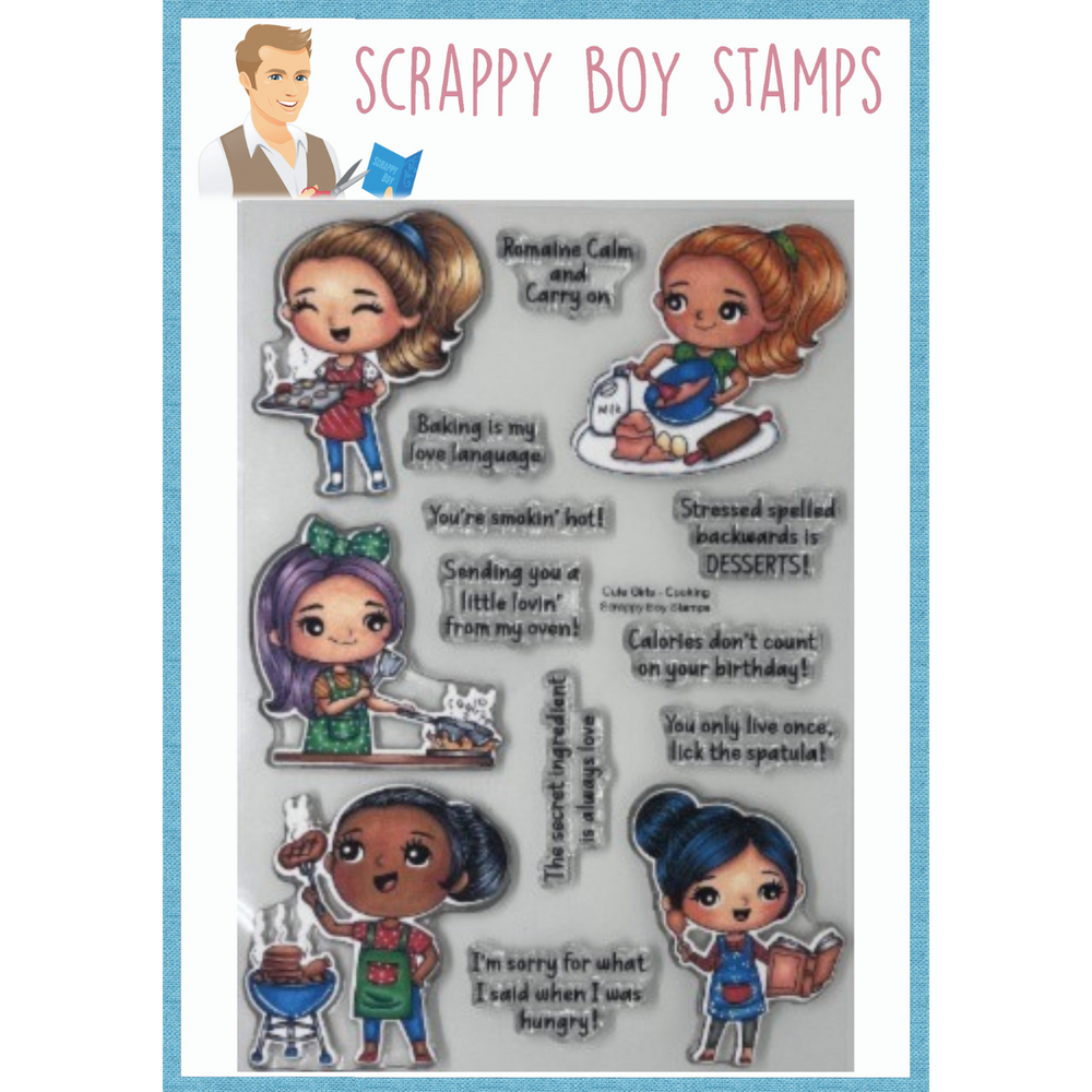 Cute Girls Cooking 6x8 Stamp Set Scrappy Boy Stamps