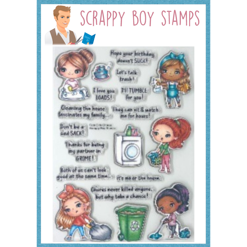 Cute Girls Chores - 6x8 Stamp Set Scrappy Boy Stamps
