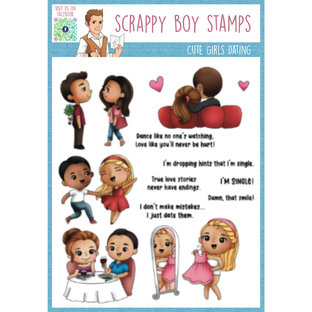 Cute Girls Dating - 6x8 Stamp Set Scrappy Boy Stamps