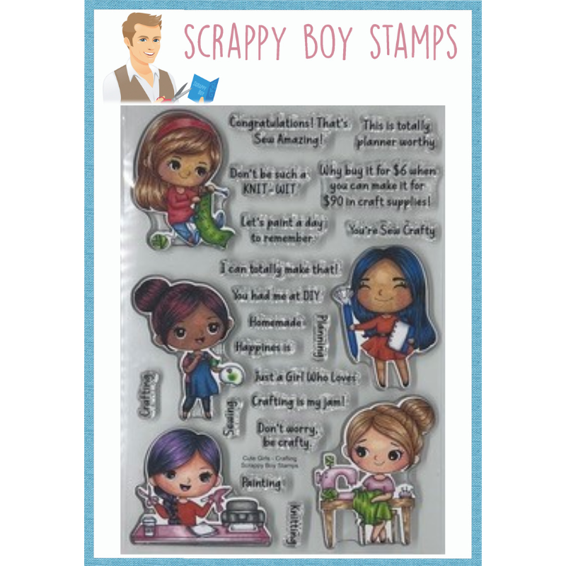 Cute Girls Crafting 6x8 Stamp Set Scrappy Boy Stamps