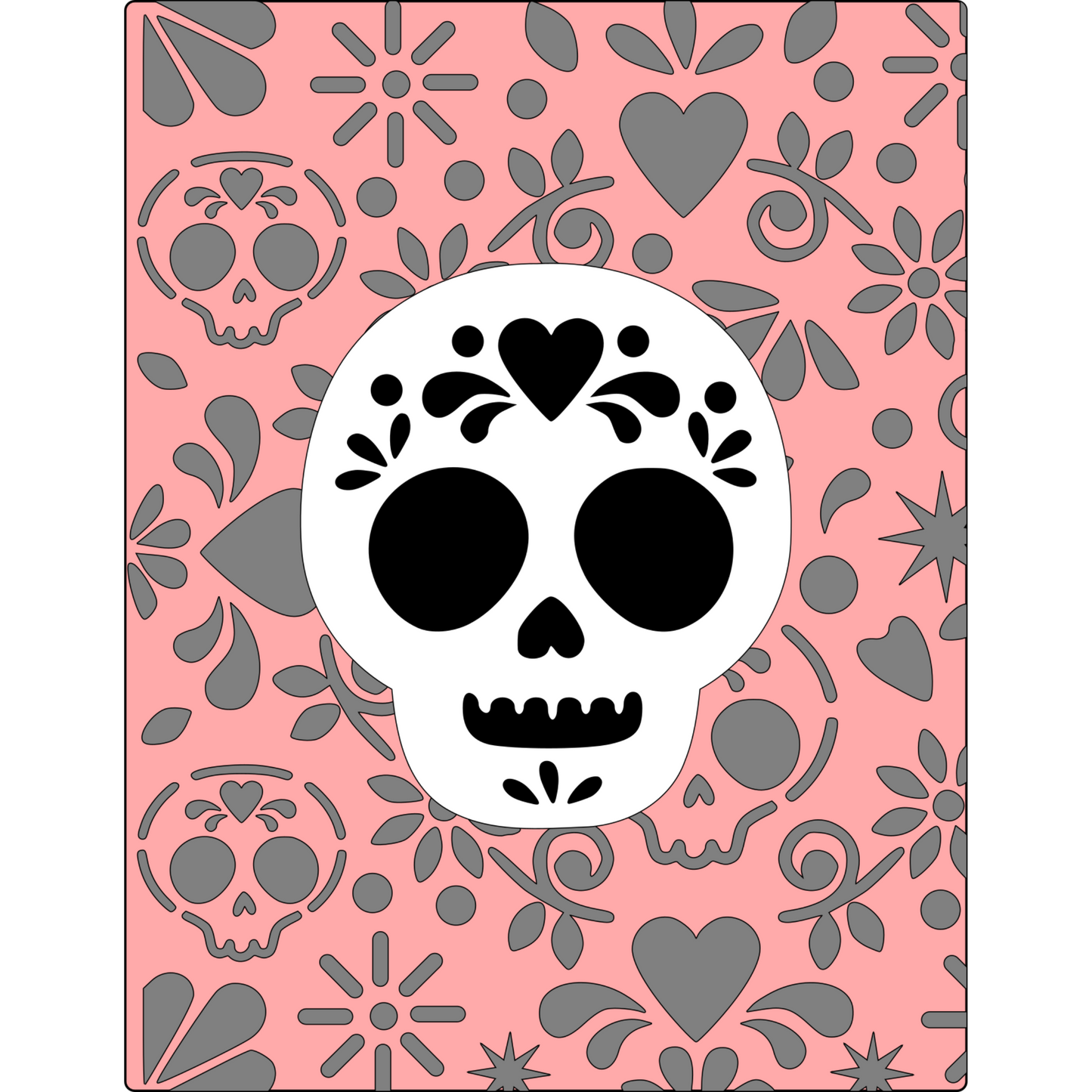 Cute Girls Day of the Dead Stencil scrappyboystamps