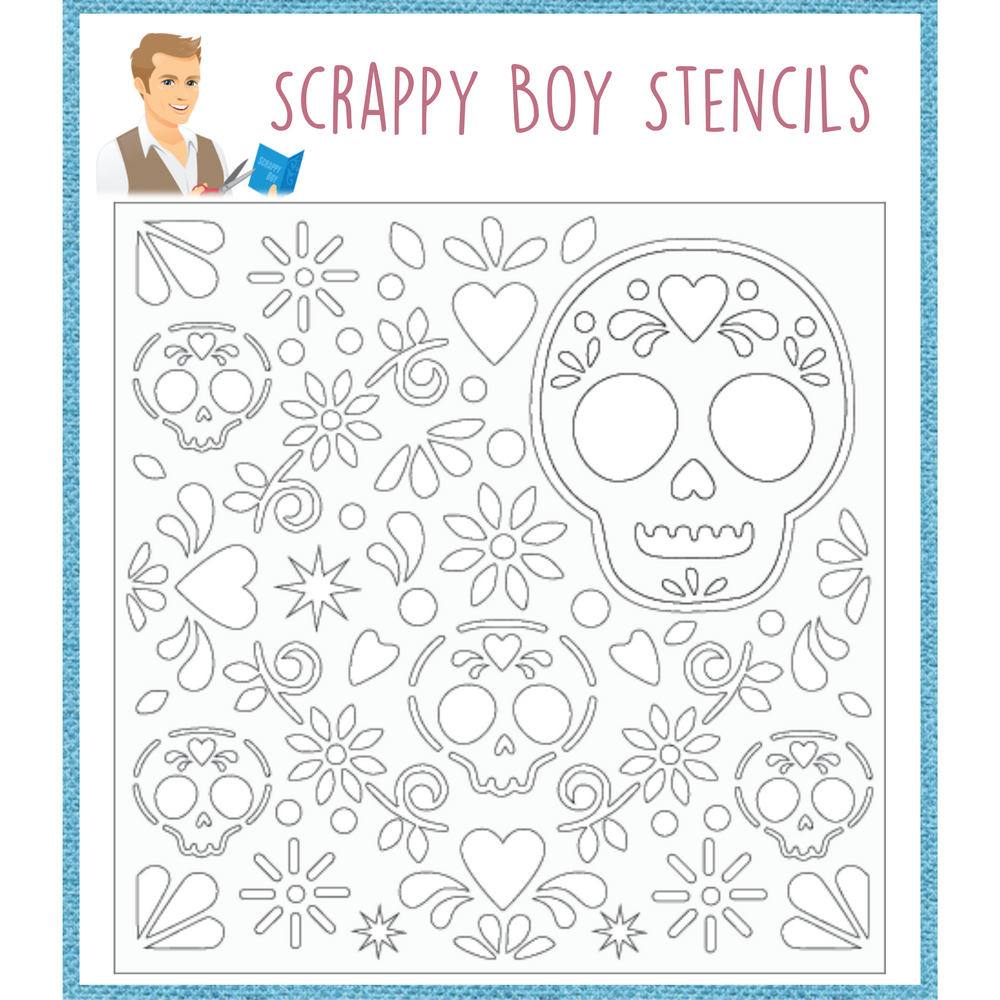 Cute Girls Day of the Dead Stencil - Scrappy Boy Stamps cute-girls-day-of-the-dead-stencil-scrappy-boy-stamps