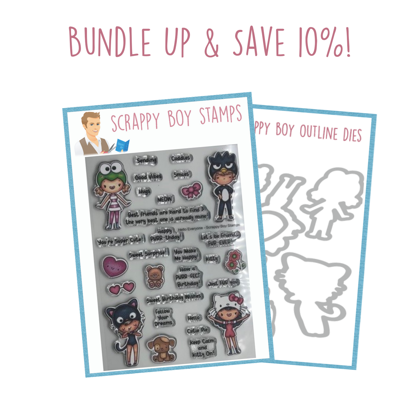 Bundle - Hello Everyone Stamp & Outline Dies scrappyboystamps