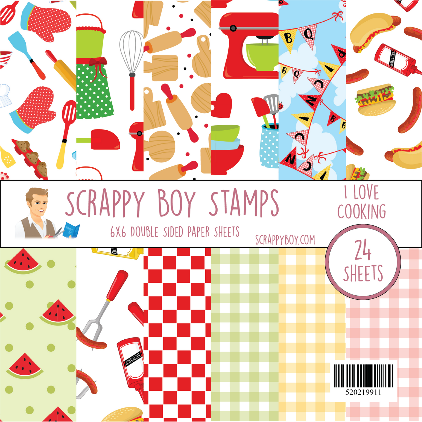 I Love Cooking 6x6 Paper Pack - Scrappy Boy Stamps i-love-cooking-6x6-paper-pack-scrappy-boy-stamps