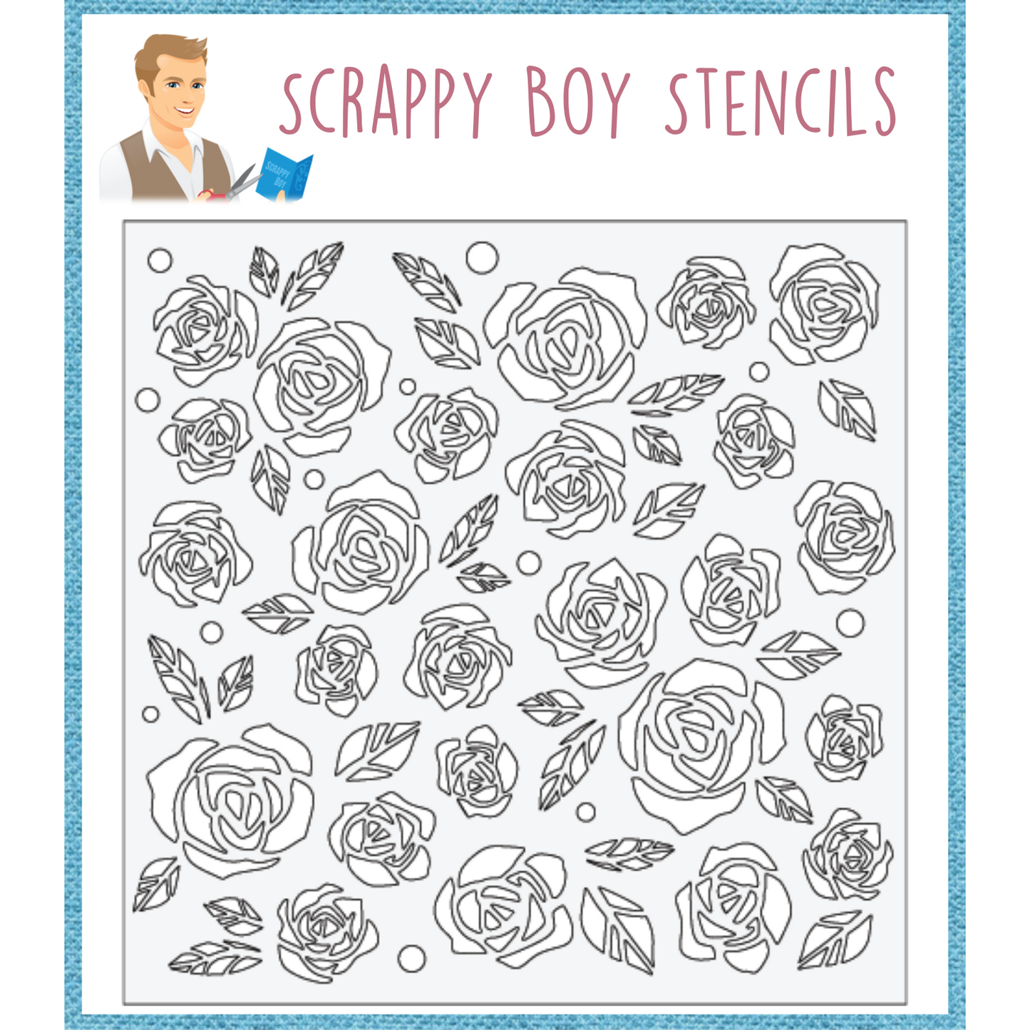 Rose 2 Piece Background Stencil scrappyboystamps