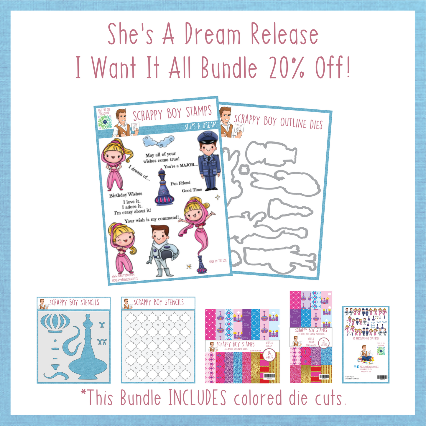 I Want It All Bundle - She's A Dream Release Scrappy Boy Stamps
